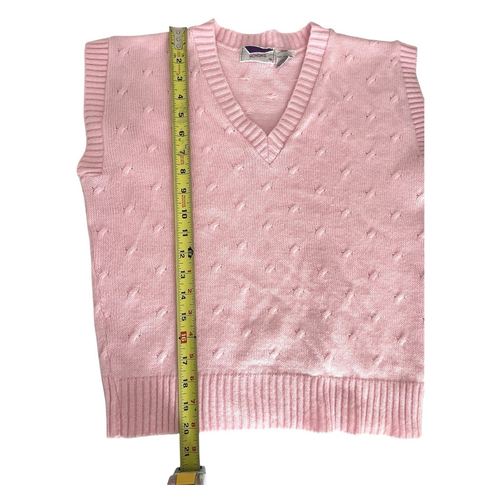 Women's Vintage Honors Pink Sweater Vest Sz M 80s Made In USA Preppy‎ Academia - Picture 11 of 11